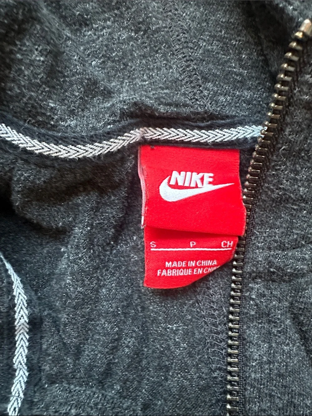 Nike Dark Heather Gray Full-Zip Hoodie with White Swoosh
